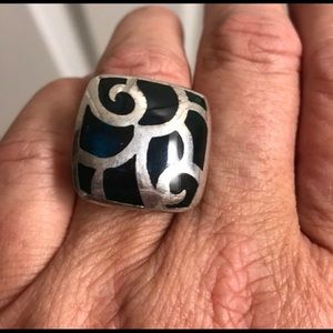 Sterling Silver and Black Onyx ring, size 8